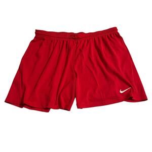 Nike Womens Athletic Shorts Size XL Red Soccer Football Shorts Dri Fit Mid Rise